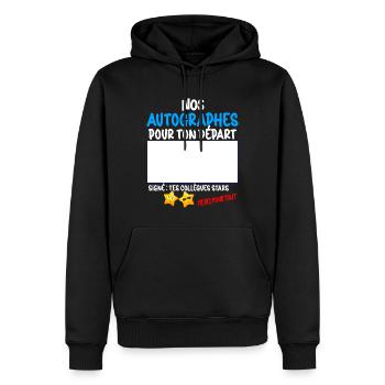 Enfin Les Signatures Des Collègue Pour Mon Départ - Sweat à capuche Premium bio Homme - noir - Devant - Nico (187cm)