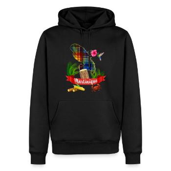 Martinique Madras île Merveilleuse - Sweat à capuche Premium bio Homme - noir - Devant - Nico (187cm)