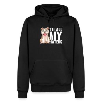 Pitbull Niedlich Pitbull Verbot To All My Haters - Männer Premium Bio Hoodie - Schwarz - Vorne - Nico (187cm)