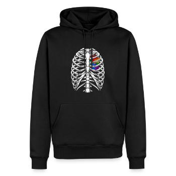 Genderfluide Cool - Männer Premium Bio Hoodie - Schwarz - Vorne - Nico (187cm)