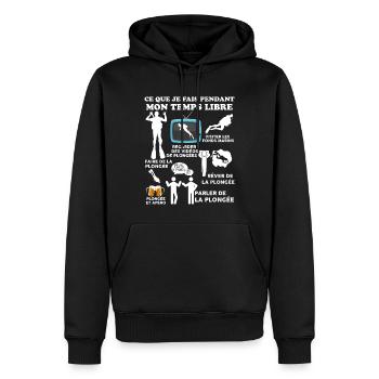 Plongée Sous Marine Temps Libre - Sweat à capuche Premium bio Homme - noir - Devant - Nico (187cm)