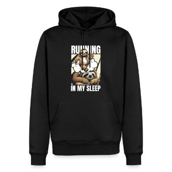 Faultier Lustig Faultier Läuft - Männer Premium Bio Hoodie - Schwarz - Vorne - Nico (187cm)