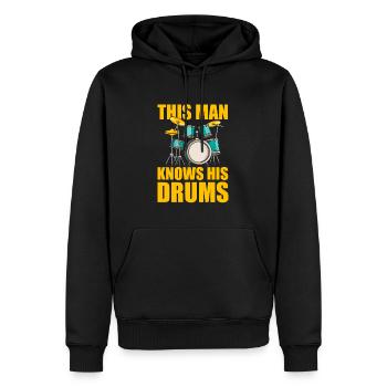Schlagzeug Drummer Schlagzeuger Cool - Männer Premium Bio Hoodie - Schwarz - Vorne - Nico (187cm)