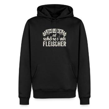 Lustige Fleischer Fleisch Wurst Metzgerei Handwerk - Männer Premium Bio Hoodie - Schwarz - Vorne - Nico (187cm)