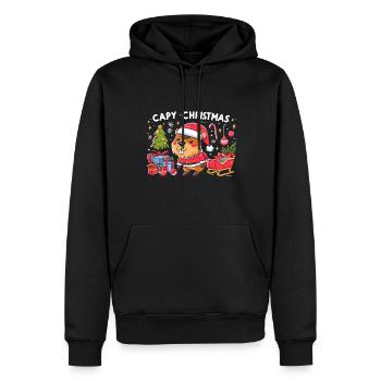 Capybara sapin de Noël père Noël - Sweat à capuche Premium bio Homme - noir - Devant - Nico (187cm)