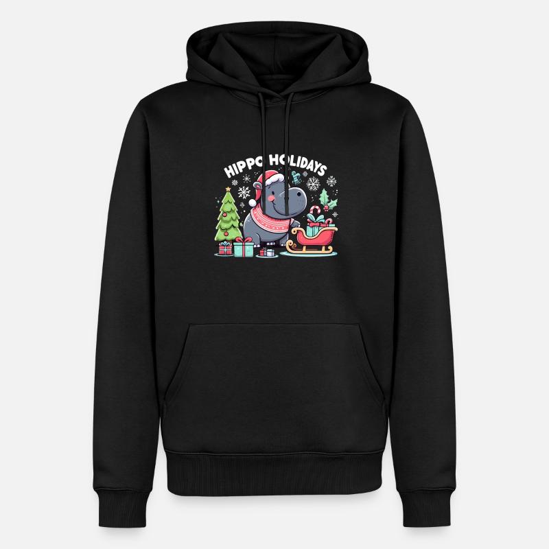 Noël hippopotame Père Noël - Sweat à capuche Premium bio Homme - noir
