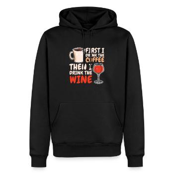 Kaffee Cafe Humor Kaffeewein - Männer Premium Bio Hoodie - Schwarz - Vorne - Nico (187cm)