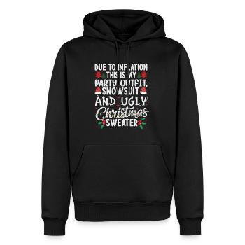 Due to Inflation - lustiger Weihnachtsspruch - Männer Premium Bio Hoodie - Schwarz - Vorne - Nico (187cm)