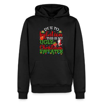 Due to Inflation - lustiger Weihnachtsspruch - Männer Premium Bio Hoodie - Schwarz - Vorne - Nico (187cm)