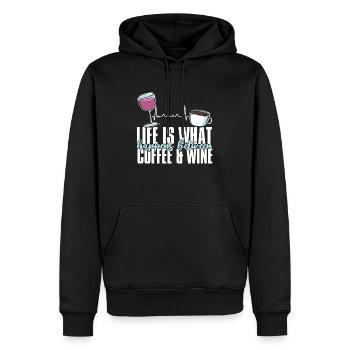 Kaffee Cafe Witzig Kaffee Wein - Männer Premium Bio Hoodie - Schwarz - Vorne - Nico (187cm)