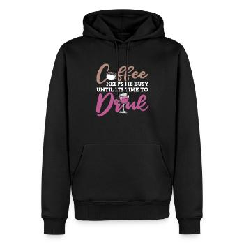 Café Café Café Vin - Sweat à capuche Premium bio Homme - noir - Devant - Nico (187cm)