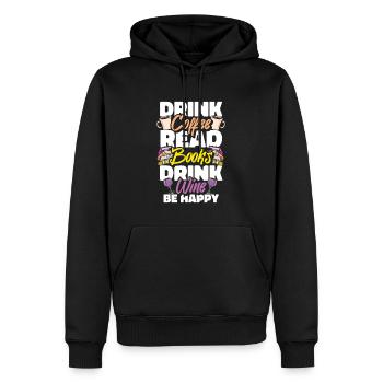 Café Café Café Vin - Sweat à capuche Premium bio Homme - noir - Devant - Nico (187cm)