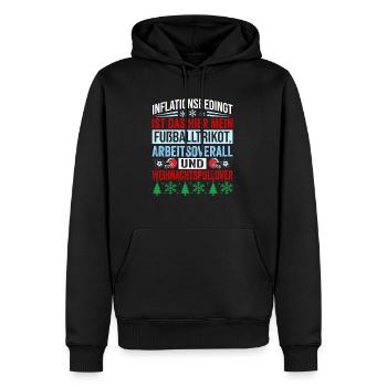 Aufgrund der Preiserhöhung - Weihnachtsspruch - Männer Premium Bio Hoodie - Schwarz - Vorne - Nico (187cm)