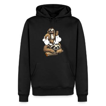 Paresseux Drôle - Sweat à capuche Premium bio Homme - noir - Devant - Nico (187cm)
