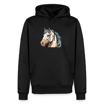 Pferd Reitsport Kopf - Männer Premium Bio Hoodie - Schwarz - Vorne - Nico (187cm)