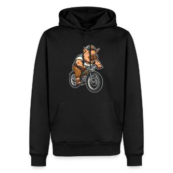Schwein Schweinebauer Radfahren - Männer Premium Bio Hoodie - Schwarz - Vorne - Nico (187cm)