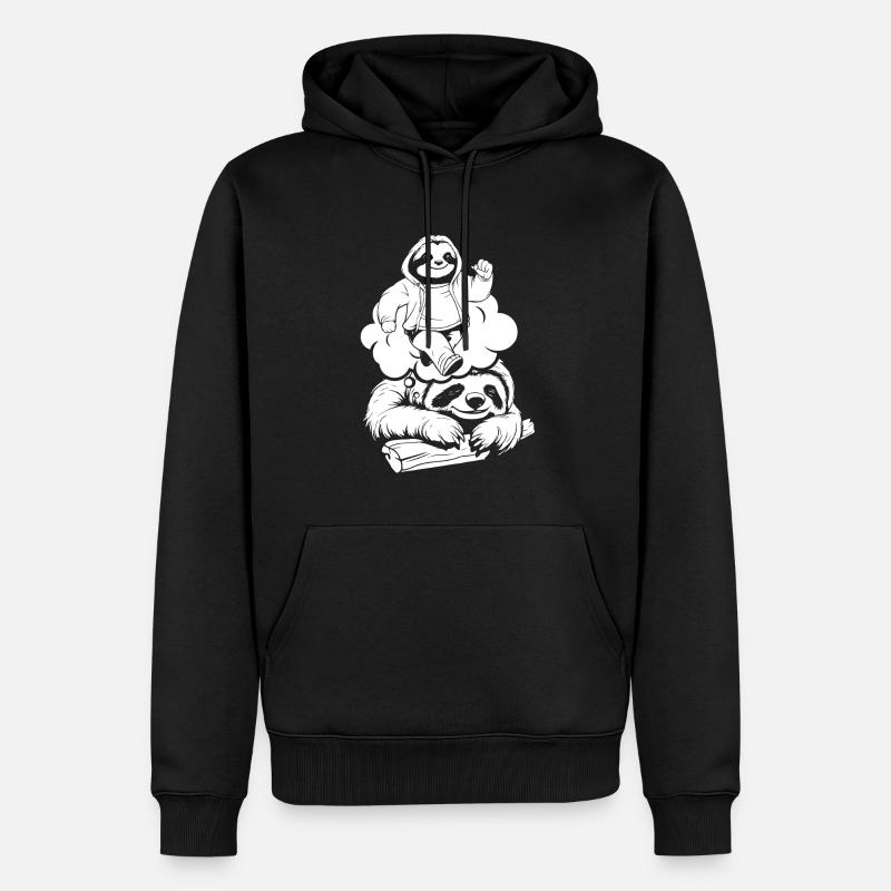 Faultier Witzig - Männer Premium Bio Hoodie - Schwarz