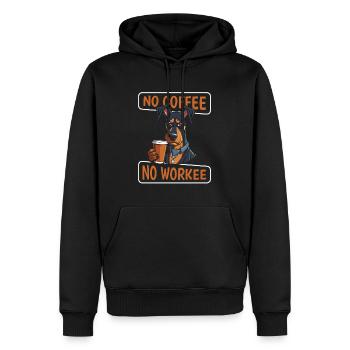 Café Café Doberman Chien Pas De Café Pas de Workee - Sweat à capuche Premium bio Homme - noir - Devant - Nico (187cm)
