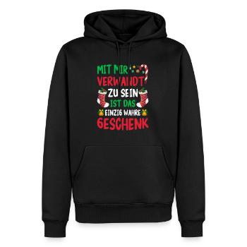 Mit Mir Verwandt Zu Sein Ist das Wahre GEschenk - Männer Premium Bio Hoodie - Schwarz - Vorne - Nico (187cm)