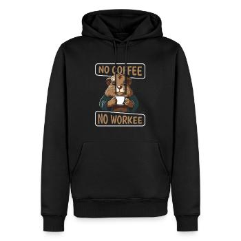 Café Café Cochon d’Inde Pas de café Pas de Workee - Sweat à capuche Premium bio Homme - noir - Devant - Nico (187cm)