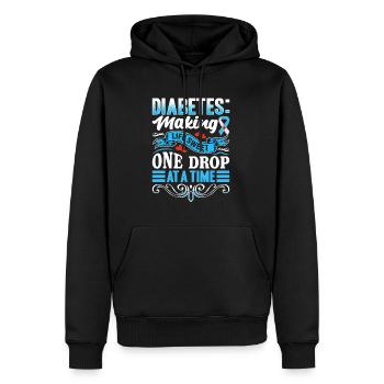 Diabète - Rendre la vie douce une goutte à la fois - Sweat à capuche Premium bio Homme - noir - Devant - Nico (187cm)