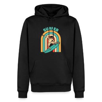Surfer Surfen Cool Retro Surfer Vintage Surf - Männer Premium Bio Hoodie - Schwarz - Vorne - Nico (187cm)