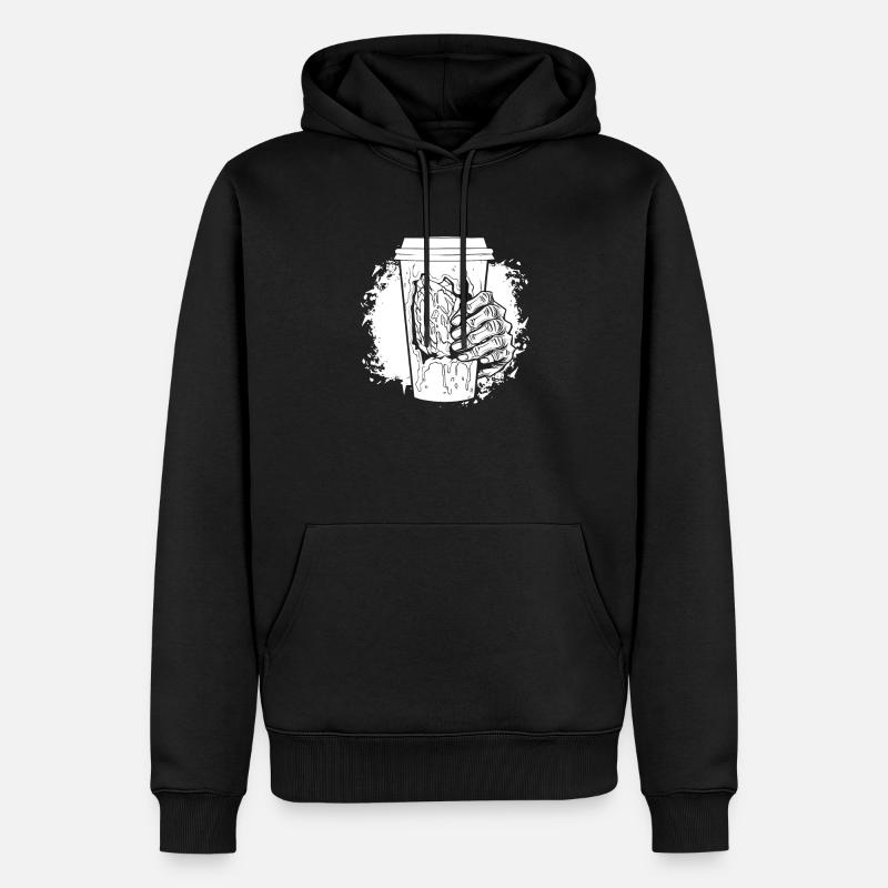 Café Café Halloween Zombie Main - Sweat à capuche Premium bio Homme - noir