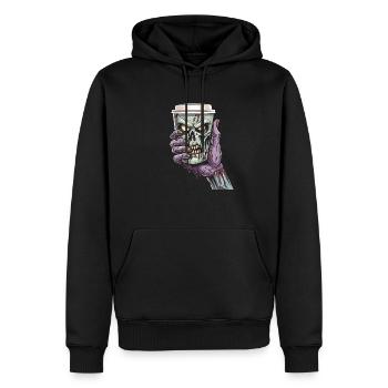 Café Café Halloween Zombie Main - Sweat à capuche Premium bio Homme - noir - Devant - Nico (187cm)