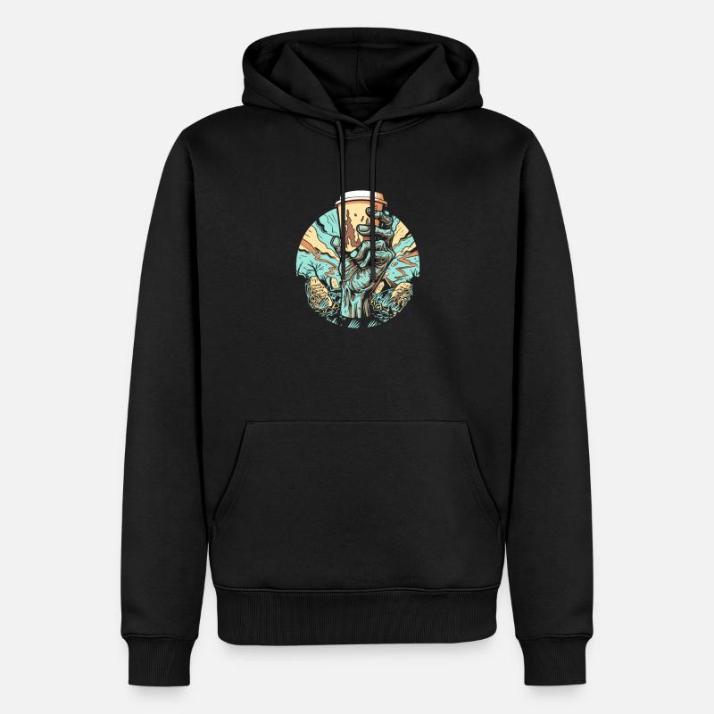 Café Café Halloween Zombie Main - Sweat à capuche Premium bio Homme - noir