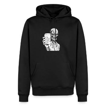 Café Café Halloween Zombie Main - Sweat à capuche Premium bio Homme - noir - Devant - Nico (187cm)