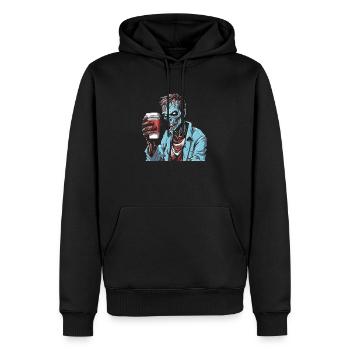 Café Café Halloween Zombie Main - Sweat à capuche Premium bio Homme - noir - Devant - Nico (187cm)