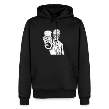 Café Café Halloween Zombie Main - Sweat à capuche Premium bio Homme - noir - Devant - Nico (187cm)