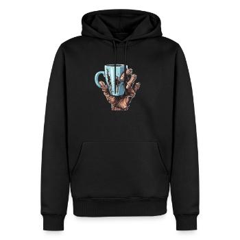 Café Café Halloween Zombie Main - Sweat à capuche Premium bio Homme - noir - Devant - Nico (187cm)