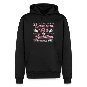 Horoscope du signe de naissance de l’astrologie du Capricorne - Sweat à capuche Premium bio Homme - noir - Devant - Nico (187cm)