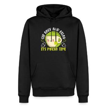 Matcha Tee Liebhaber Matcha Sprüche Tee Zeit - Männer Premium Bio Hoodie - Schwarz - Vorne - Nico (187cm)