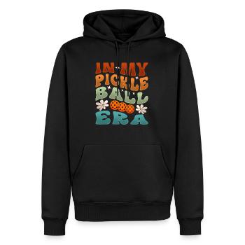 À l’époque du pickleball - Sweat à capuche Premium bio Homme - noir - Devant - Nico (187cm)
