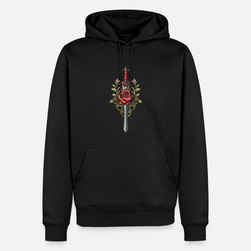 Épée Goth Rose rouge - Sweat à capuche Premium bio Homme - noir