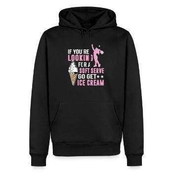 Vous cherchez un service doux ? Allez chercher de la crème glacée ! - Sweat à capuche Premium bio Homme - noir - Devant - Nico (187cm)