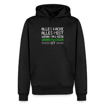 Webentwickler Projektmanager Webentwickler - Männer Premium Bio Hoodie - Schwarz - Vorne - Nico (187cm)