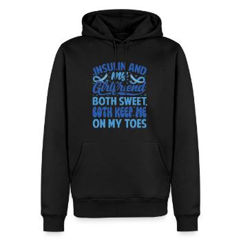 L’insuline et la petite amie sont toutes les deux douces, restent sur mes gardes - Sweat à capuche Premium bio Homme - noir - Devant - Nico (187cm)