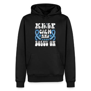 Gardez votre calme et votre bolus - Sweat à capuche Premium bio Homme - noir - Devant - Nico (187cm)