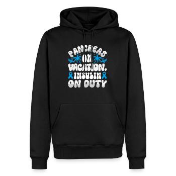 Pancréas En Vacances Insuline En Garde - Sweat à capuche Premium bio Homme - noir - Devant - Nico (187cm)