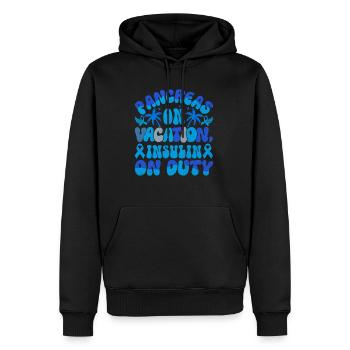 Pancréas En Vacances Insuline En Garde - Sweat à capuche Premium bio Homme - noir - Devant - Nico (187cm)