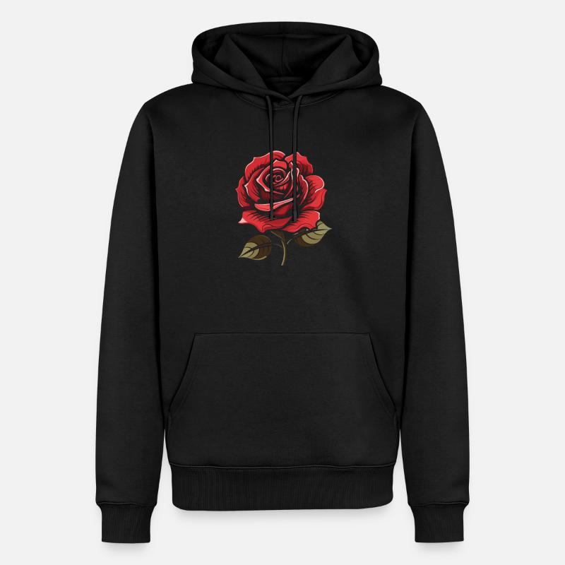 Rote Rose Goth Cool - Männer Premium Bio Hoodie - Schwarz