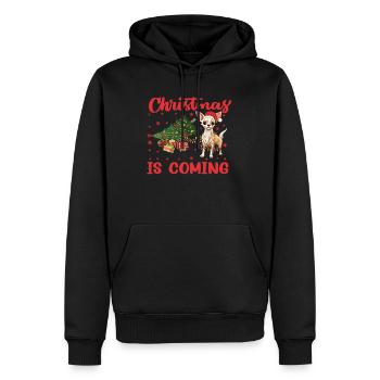 Noël arrive version chien - Sweat à capuche Premium bio Homme - noir - Devant - Nico (187cm)