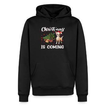 Noël arrive version chien - Sweat à capuche Premium bio Homme - noir - Devant - Nico (187cm)