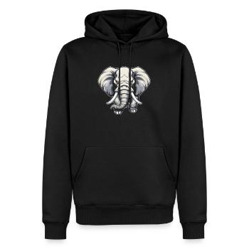 Éléphant - Sweat à capuche Premium bio Homme - noir - Devant - Nico (187cm)