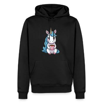 Licorne Licorne Café - Sweat à capuche Premium bio Homme - noir - Devant - Nico (187cm)