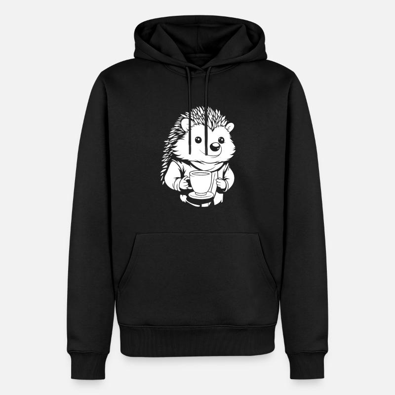 Café hérisson - Sweat à capuche Premium bio Homme - noir