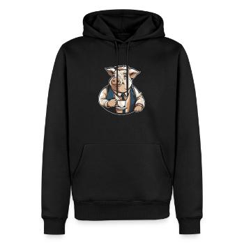 Schwein Schweinebauer Kaffee - Männer Premium Bio Hoodie - Schwarz - Vorne - Nico (187cm)